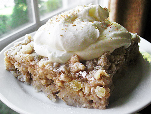 apple pear whipped cream cake with crumble recipe