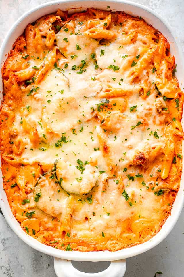 baked pasta with courgettes recipe