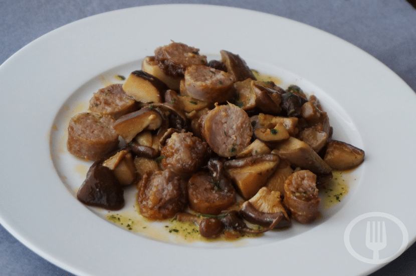 butifarra with mushrooms and plums recipe