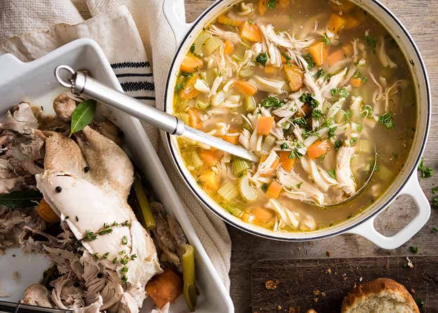 chicken soup recipes once you take the meat off a roasted chicken