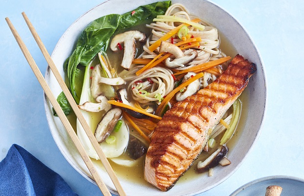 ginger duke asian noodle dish with salmon recipe