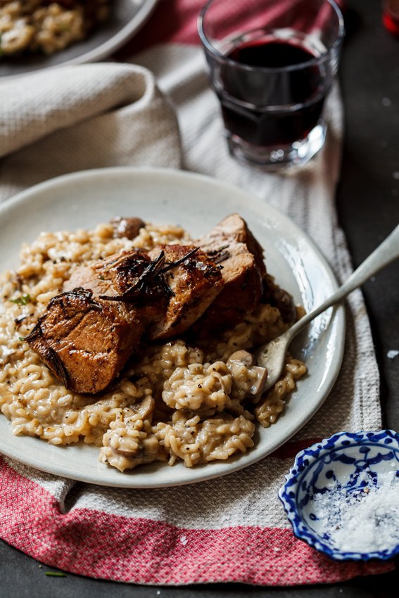 mushroom risotto with pork