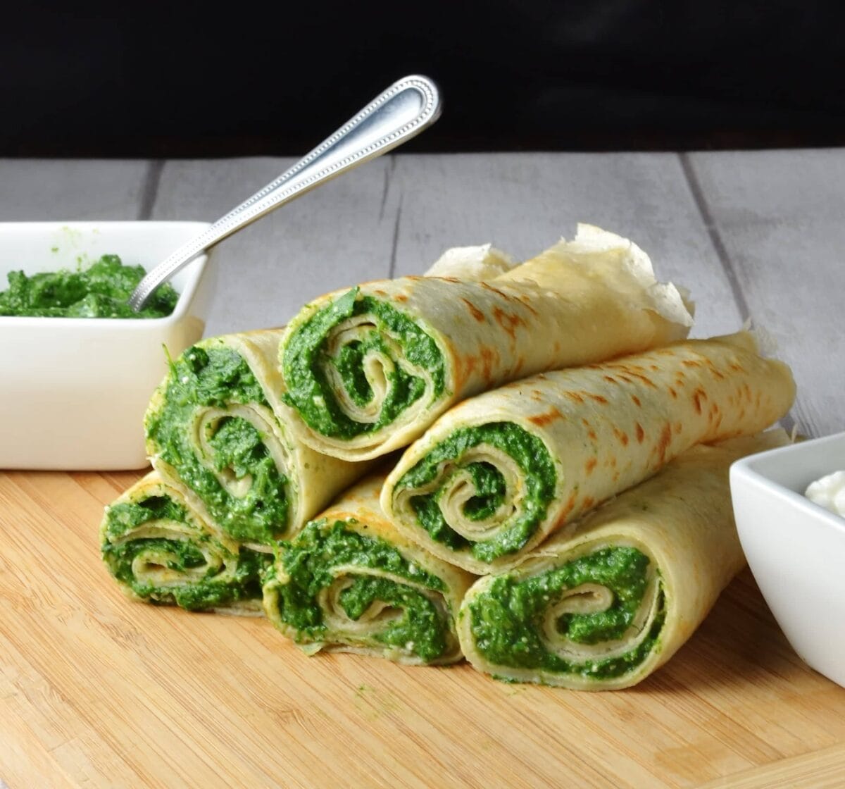 pancakes with spinach filling