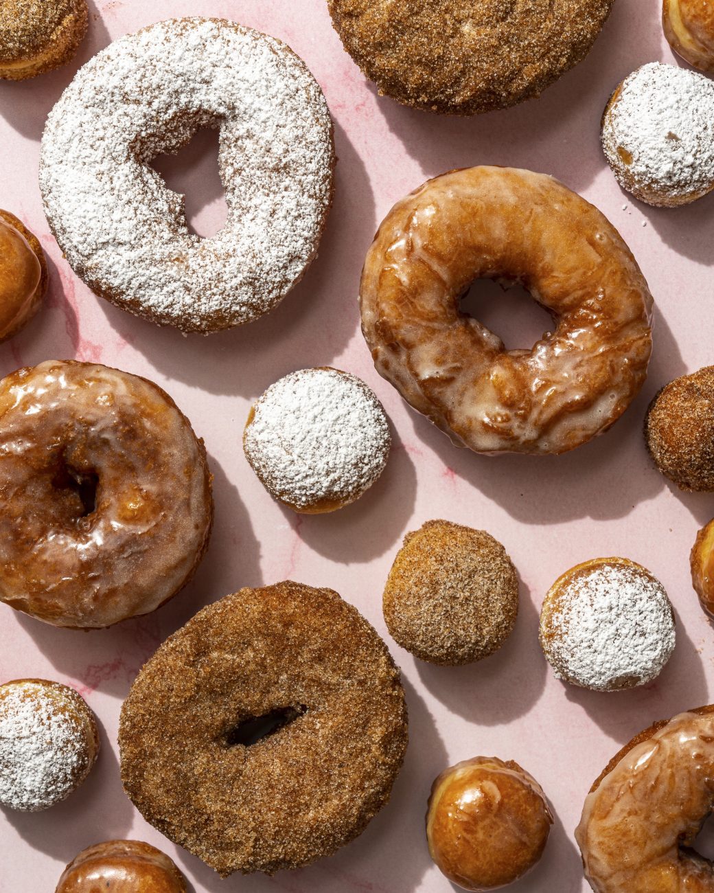 potato doughnuts with jam and nut crumbs