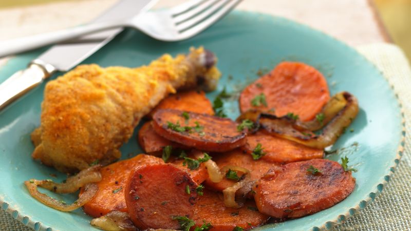 poupons sweet potato in fry pan recipe