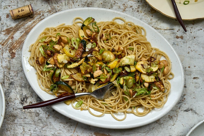 recipe for zucchini medallions and pasta