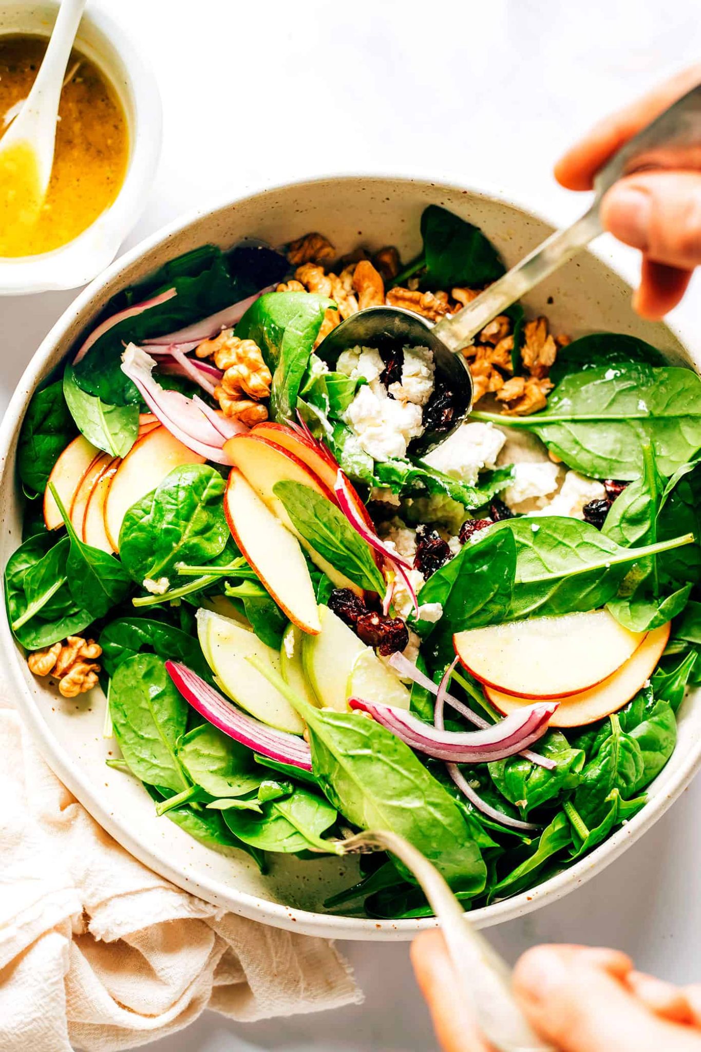 salad of fresh spinach leaves scaled