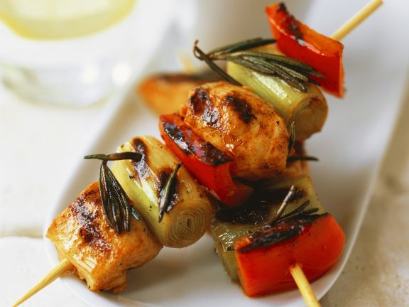 spicy skewers with leeks recipe