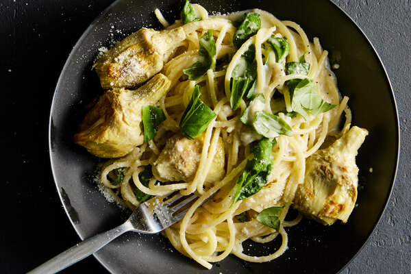 tagliatelle with roasted artichokes and parmesan recipe