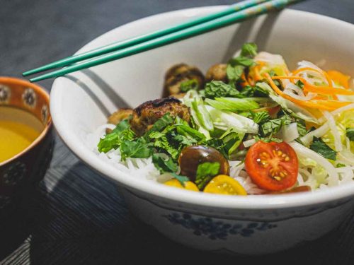 bun cha vietnamese pork belly with bun noodles and spicy dressing 1