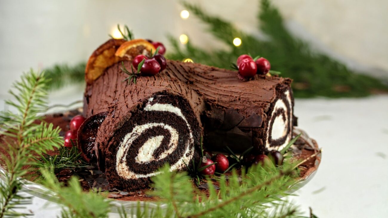 chocolate yule log the most colorful dessert for christmas eve