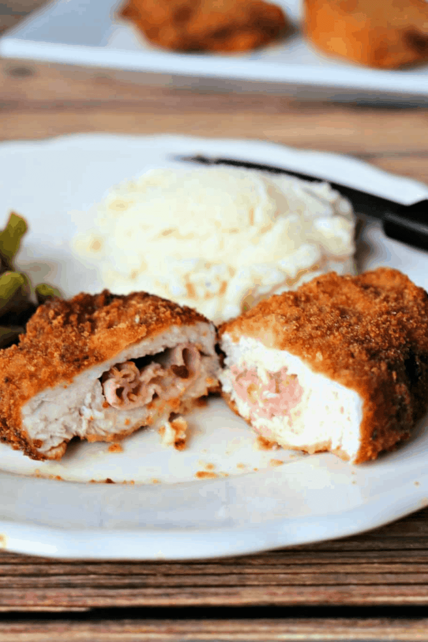 chopped cordon bleu schnitzel