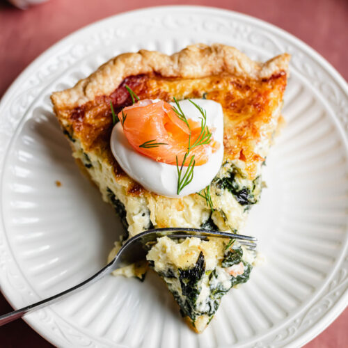 fresh salmon and spinach quiche ww