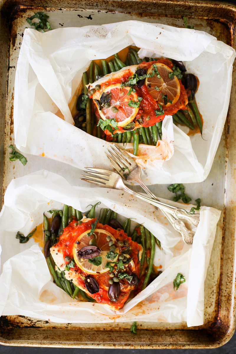 mediterranean style fish papillote