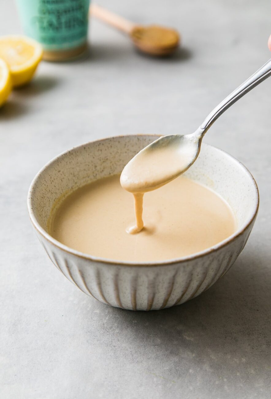 miso tahini dressing with maple syrup