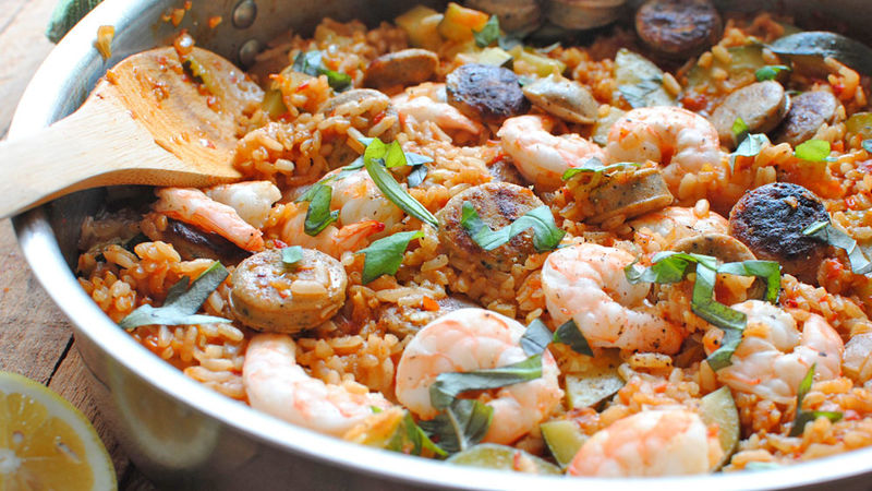 paella with shrimps