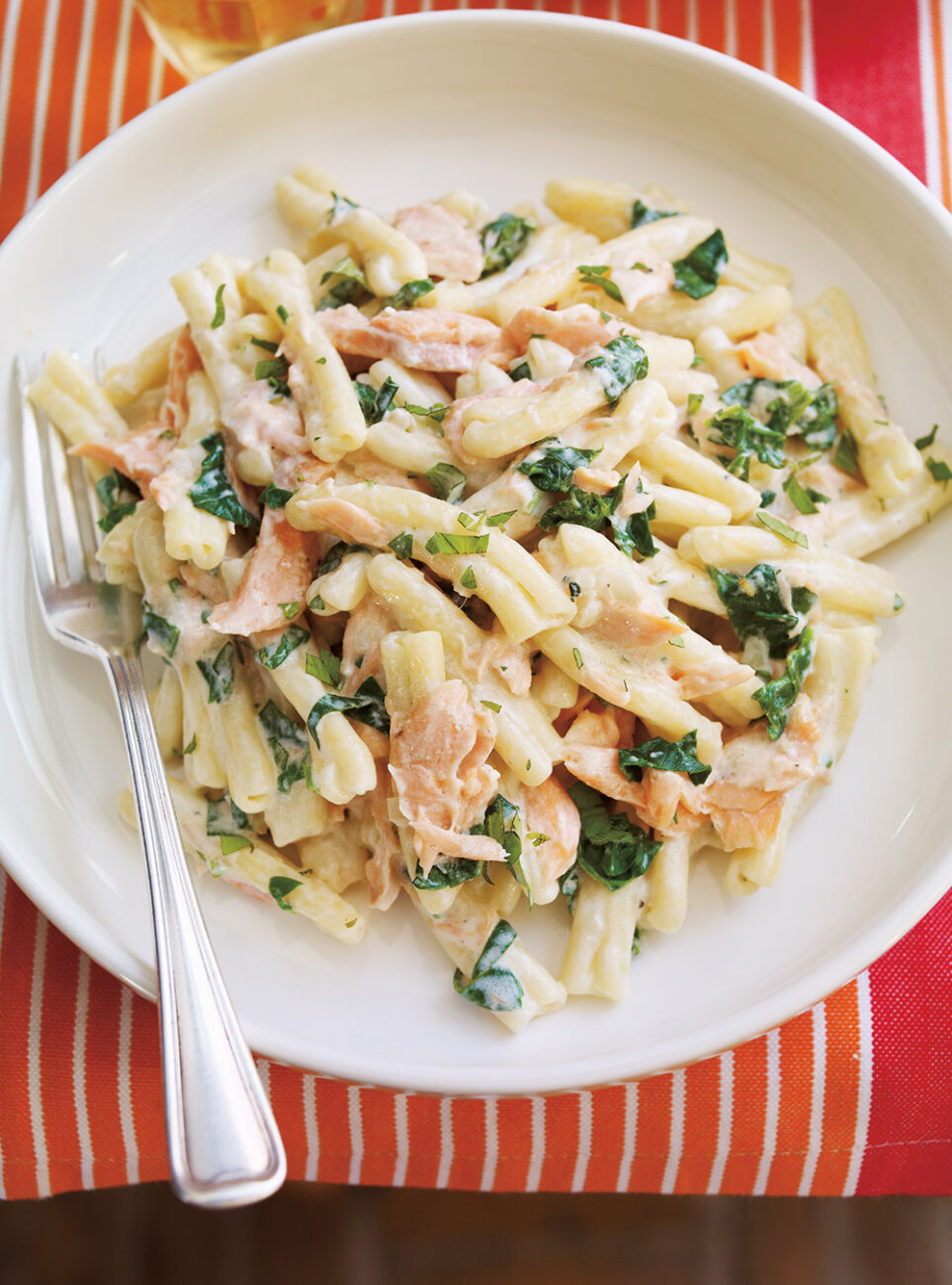 pasta with peas salmon and ww boursin