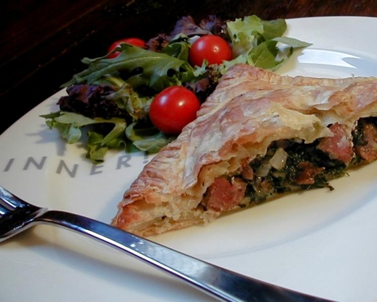 puff pastry with sausage and spinach with