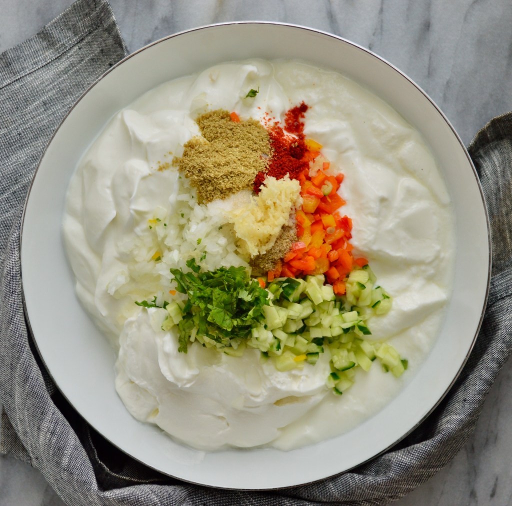 raita with crispy rolls