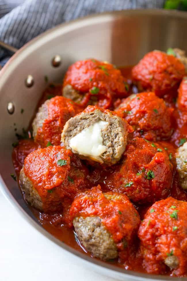 recipe for meatballs stuffed with mozzarella cheese