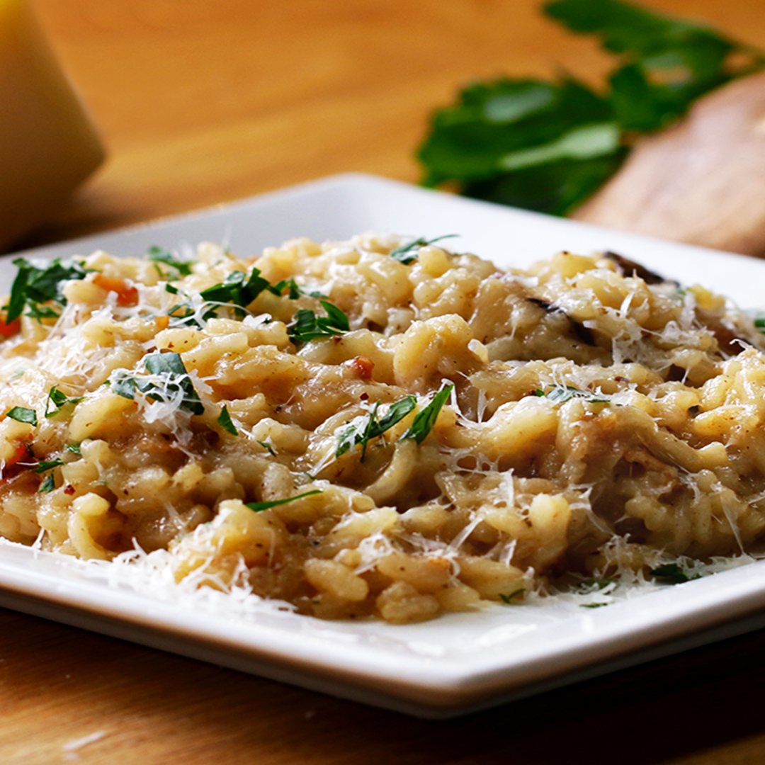 risotto with bacon and mushrooms