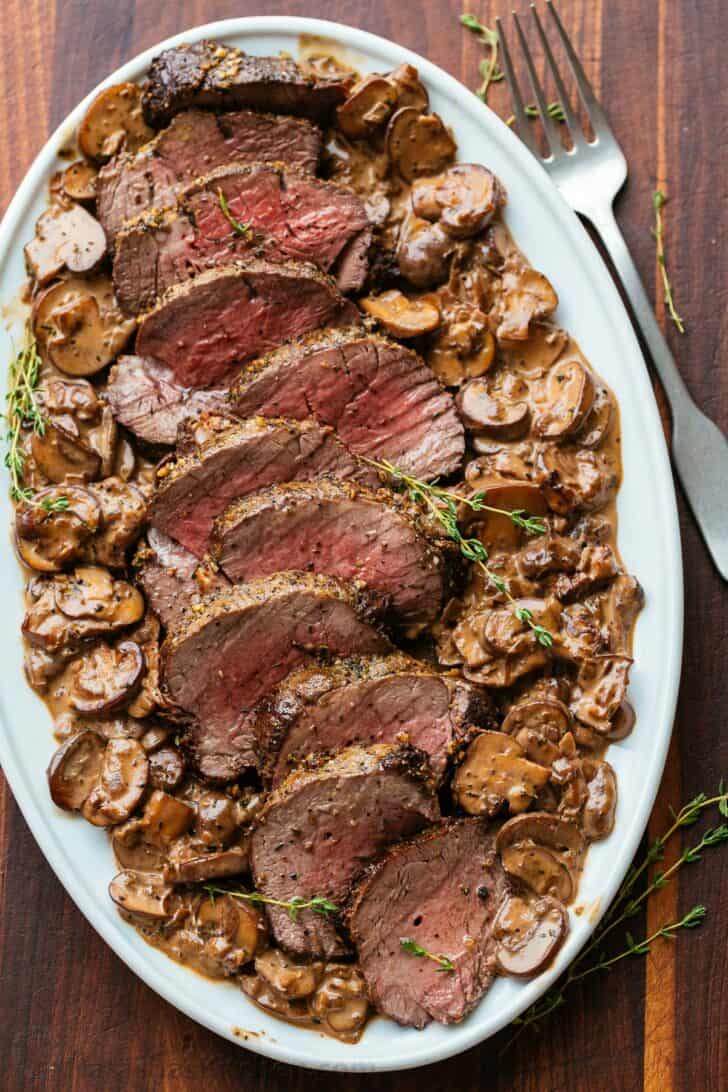 roast beef with mushrooms