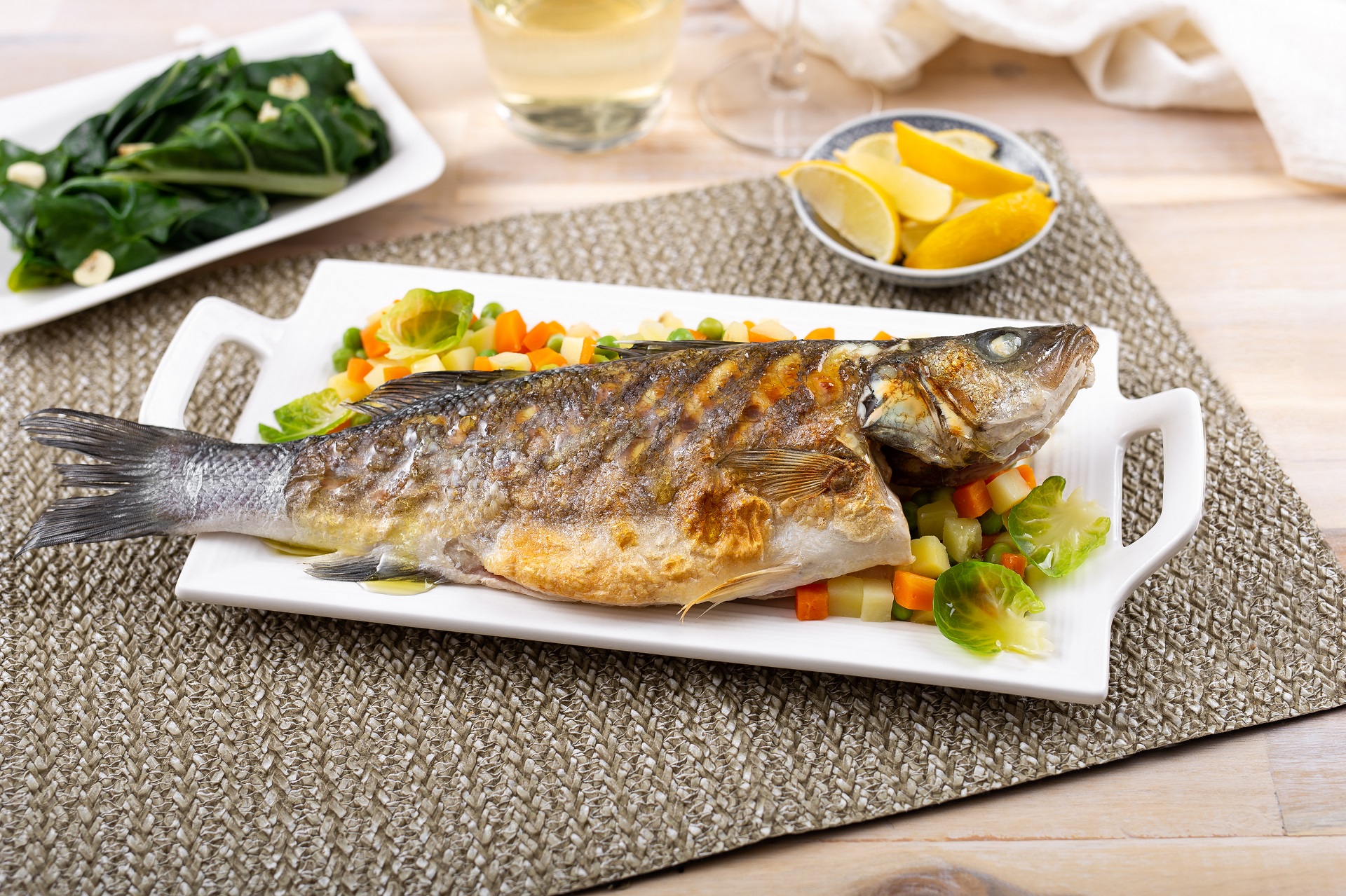 sea bass in cava with brussels sprouts salad a christmas recipe