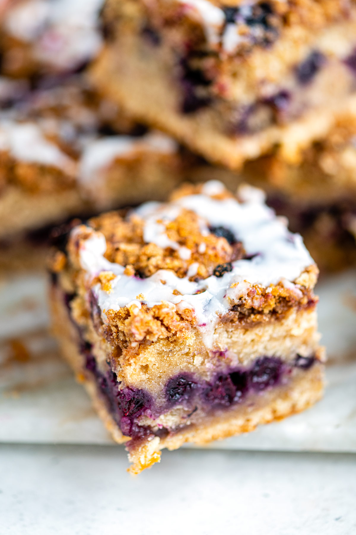 sourdough cake with cottage cheese and blueberries