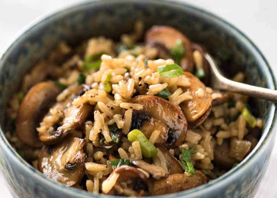 stewed rice with mushrooms