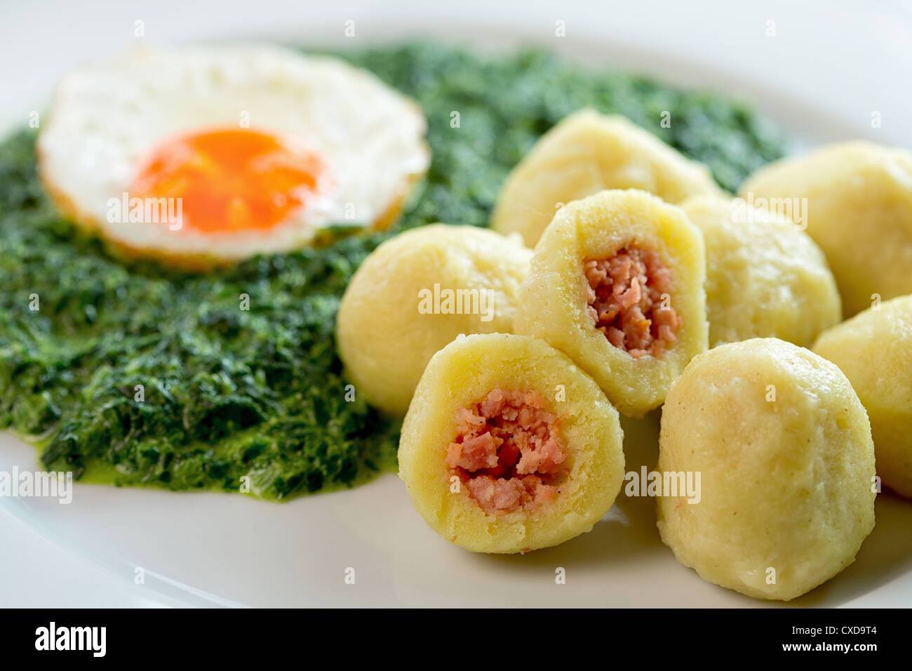 stuffed potato dumplings spinach