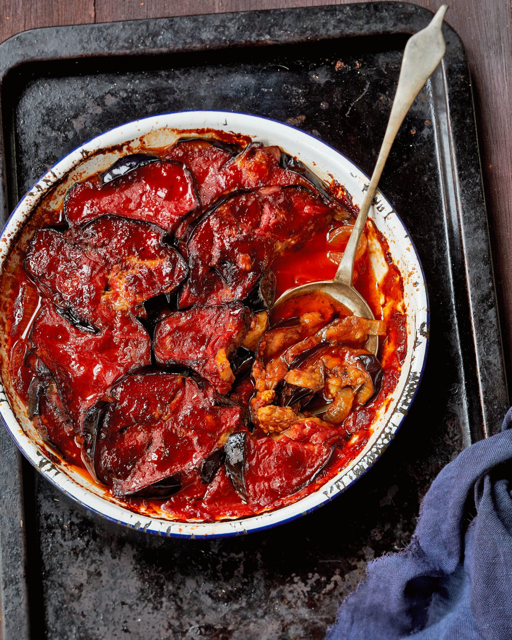 sweet and sour lentil relish with eggplant