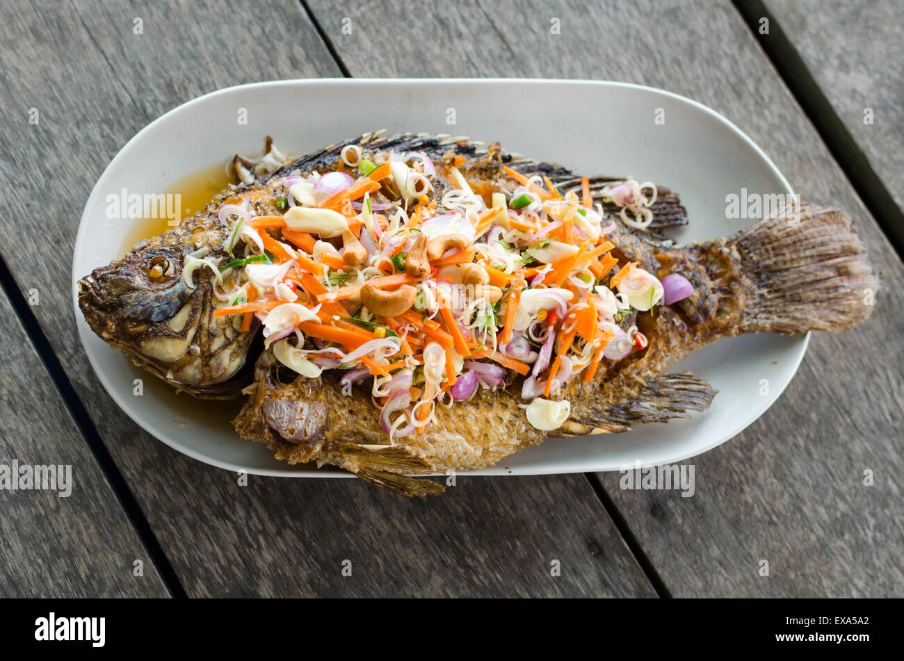 tilapia topped with thai sauce