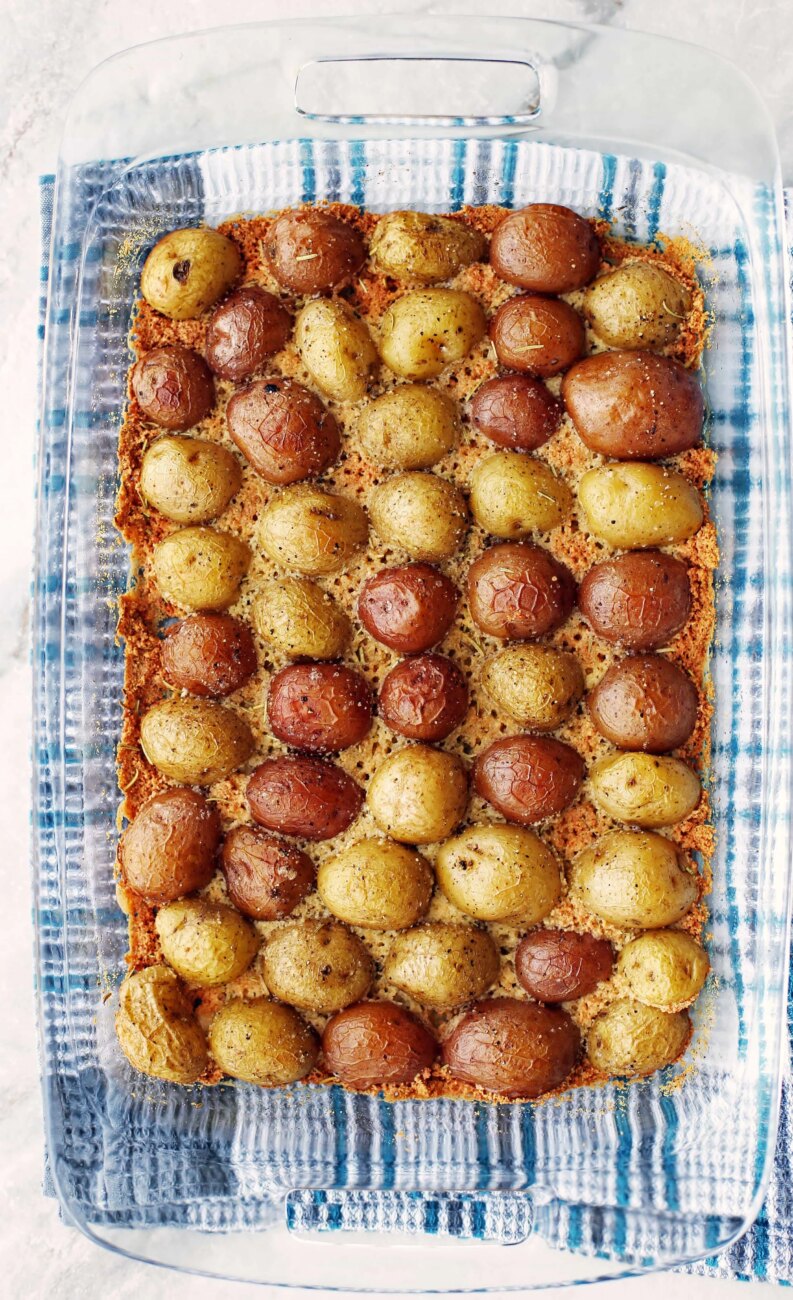 baked baby potatoes in skin with parmesan