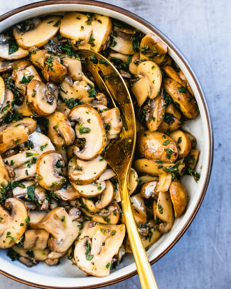 baked mushroom hats with herb butter