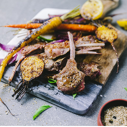 beef on roasted root vegetable sauce