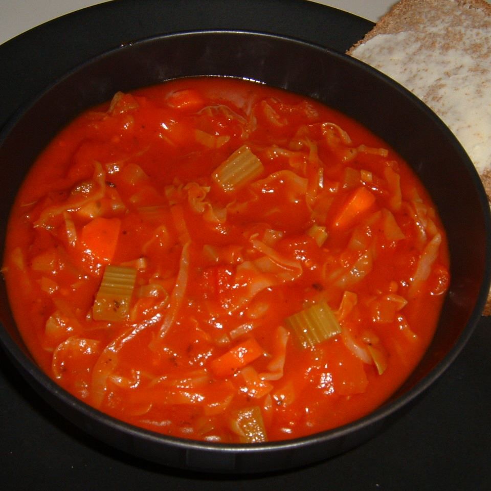 cabbage soup with sausage and dried mushrooms