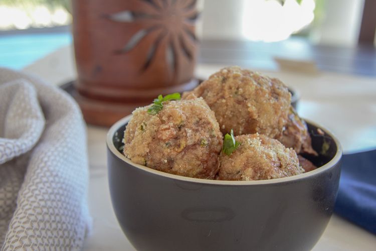 chicken balls with zucchini in soup also as a main course