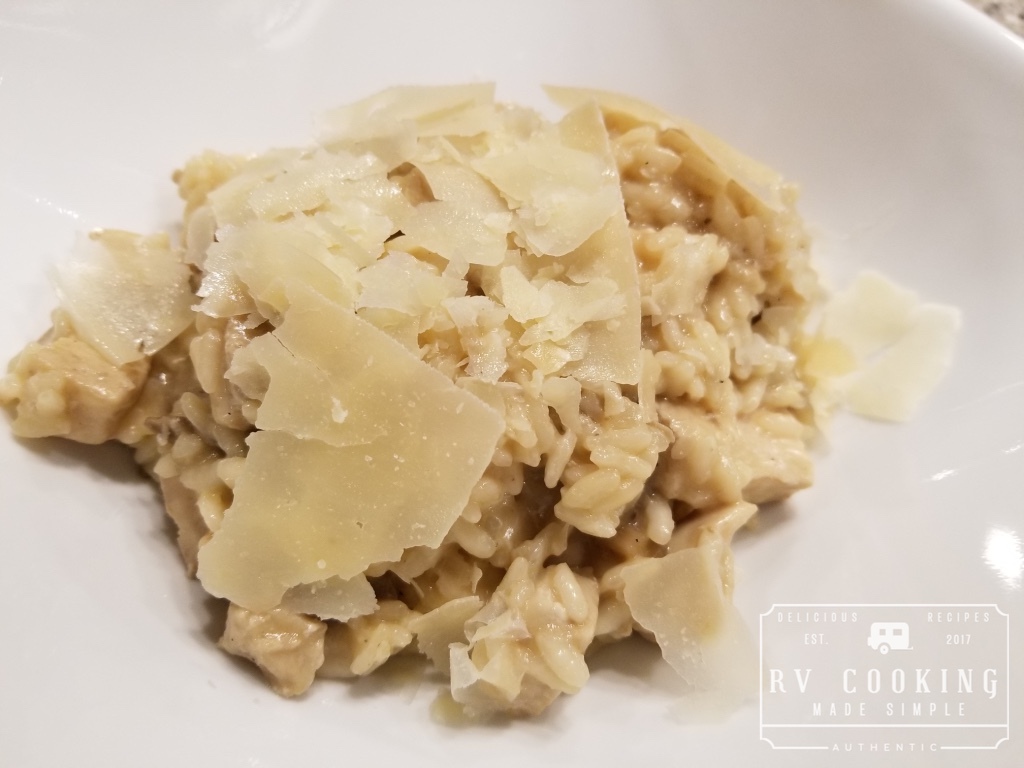 chicken risotto with mushrooms and chervil