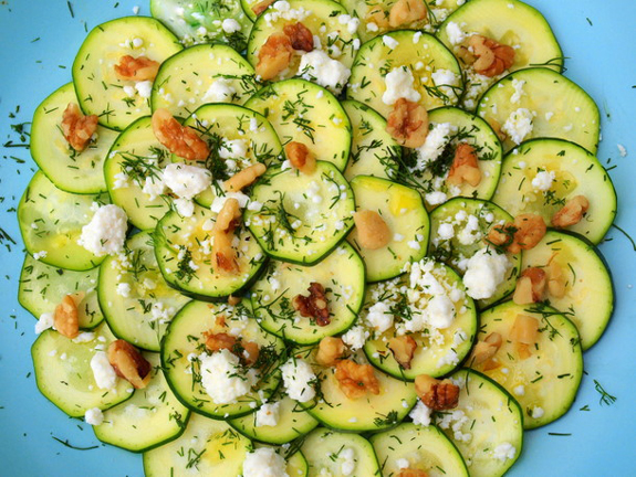 courgettes with seafood on dill