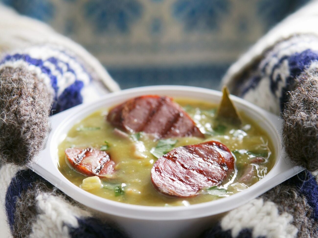 cream of dried pea soup with sausage