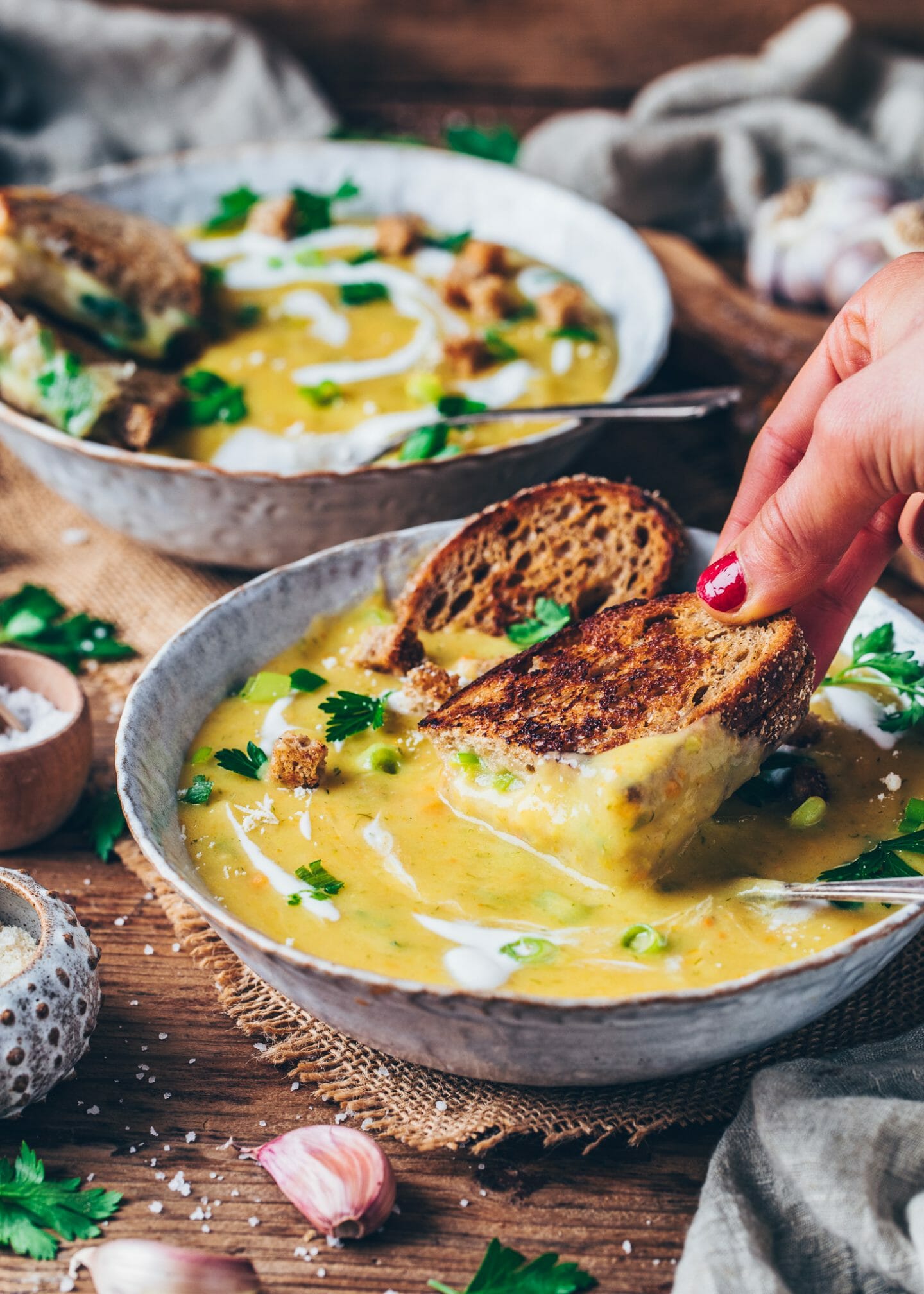 creamy mushroom soup without cream with leek and potatoes