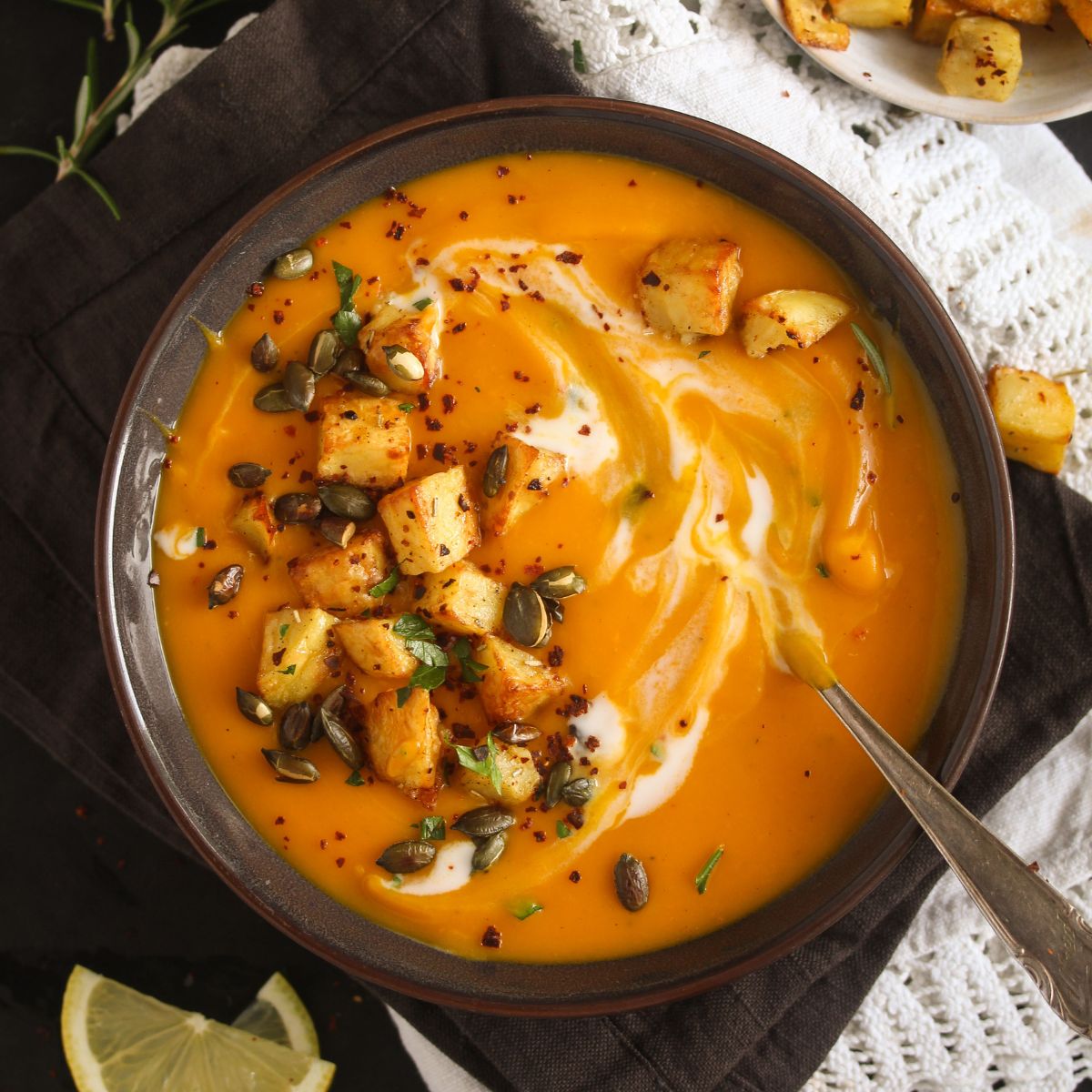 creamy pumpkin soup with potatoes