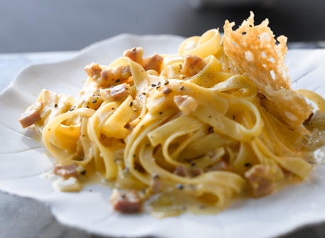 creamy tagliatelle with mushrooms and pancetta 1