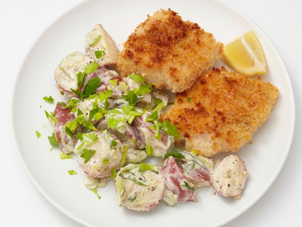 fried carp with potato salad