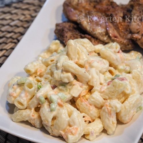 fried thighs with pasta salad