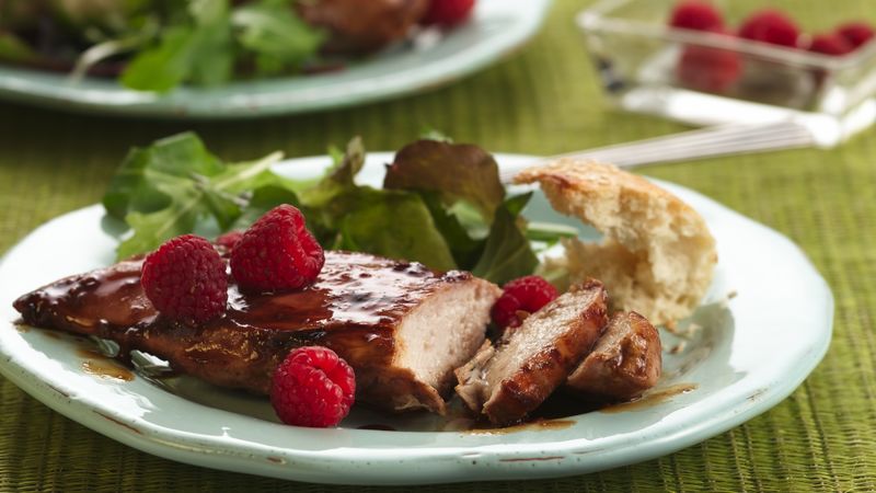 grilled chicken breast on strawberry jam