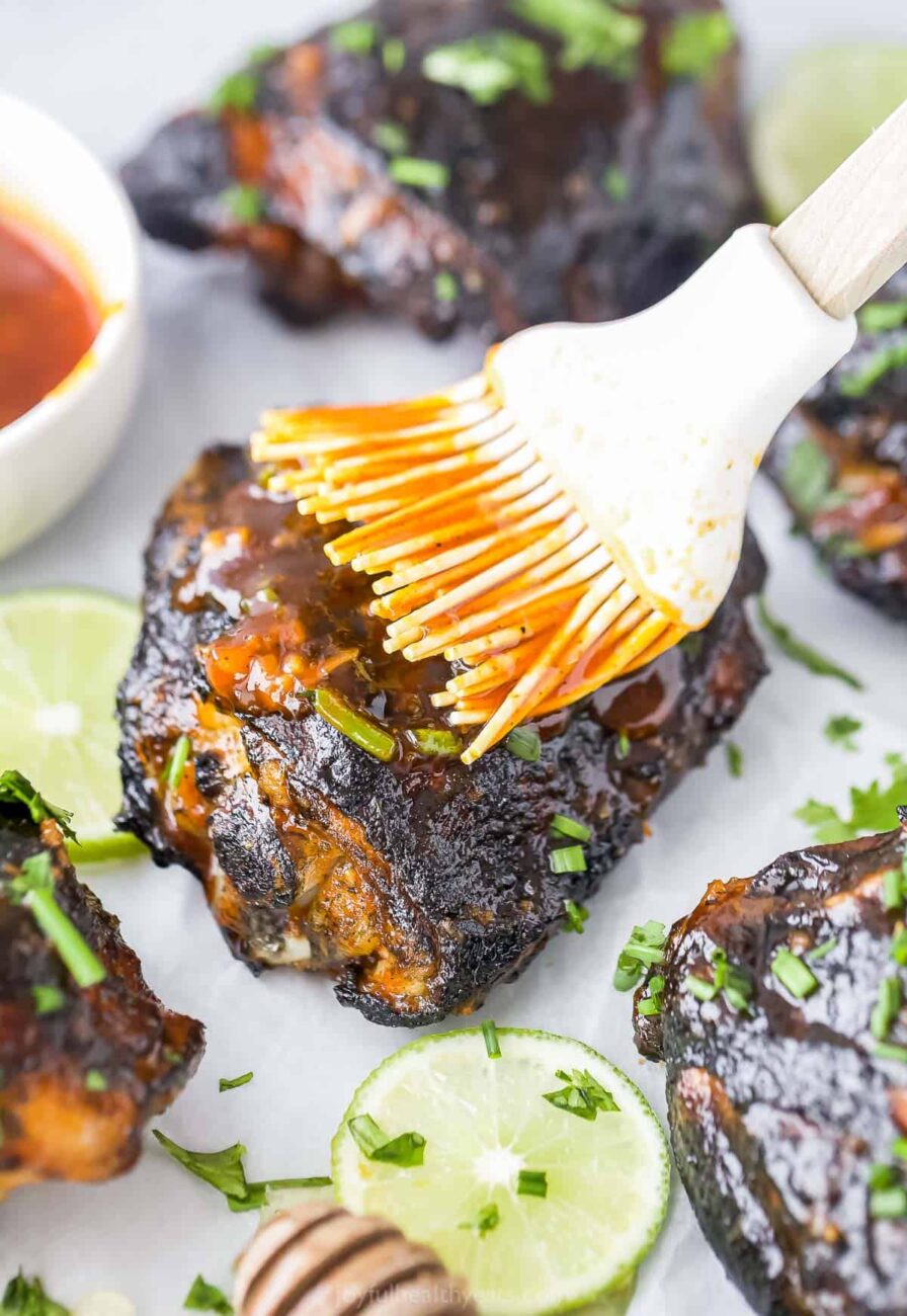 grilled chicken thighs and wings