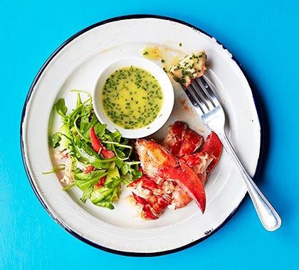 grilled lobster with herb butter