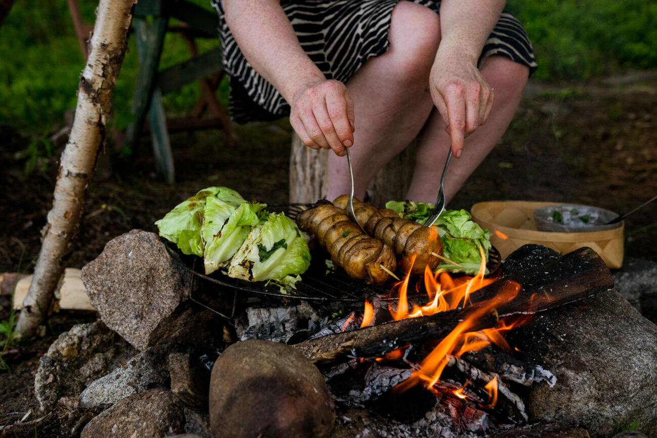 grilled mushroom skewer