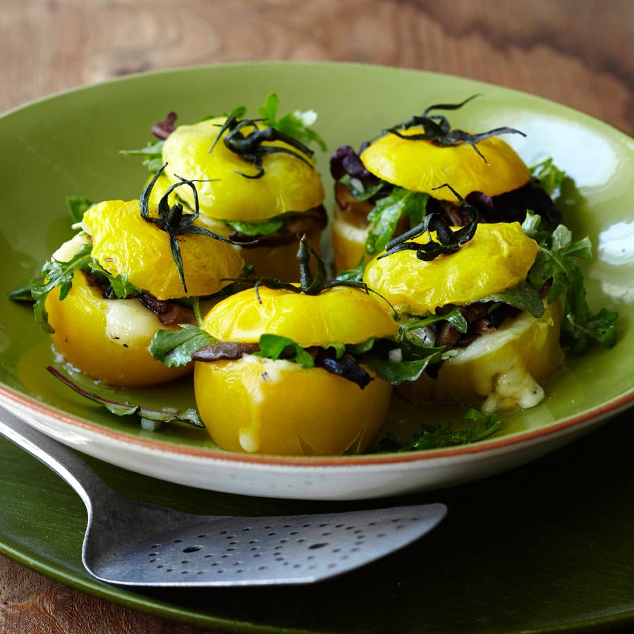 grilled mushrooms with tomatoes